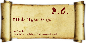 Mihályko Olga névjegykártya